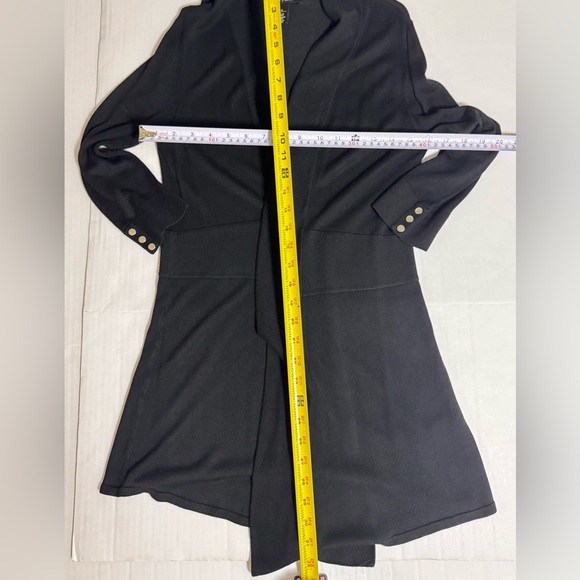 White House Black Market Black Long Minimalist Classic Cardigan Sweater Jacket M - Picture 9 of 9